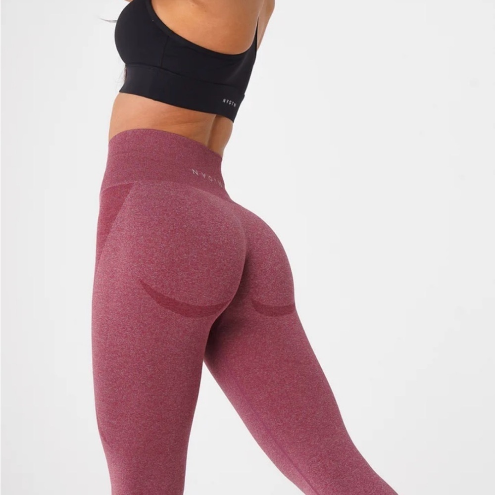 NVGTN Women's Maroon High-Waisted Seamless Leggings - Picture 2 of 8